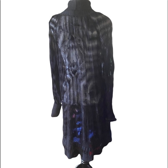 1990s Jean Paul Gaultier Sheer Silk Devore Black Velvet & Knit Dress Tunic SZ XL - Picture 3 of 12